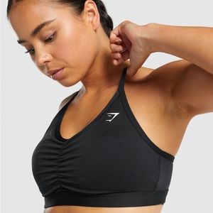 GYMSHARK Large Ruched Sports Bra Black